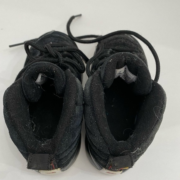 Childs Nike Air Jordans 12 Retro Size 8C Black Suede on Black with Rubber Sole - Picture 4 of 11
